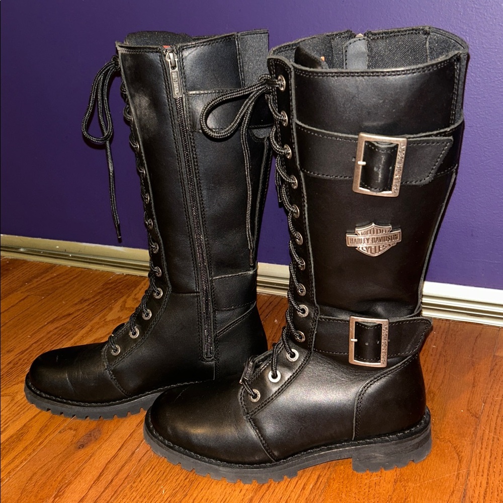 Harley-Davidson Women's Black Moto Boots with Buckles (like new- worn only once)